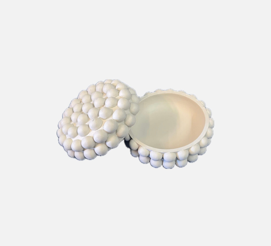 White Bubble Bowl with Lid