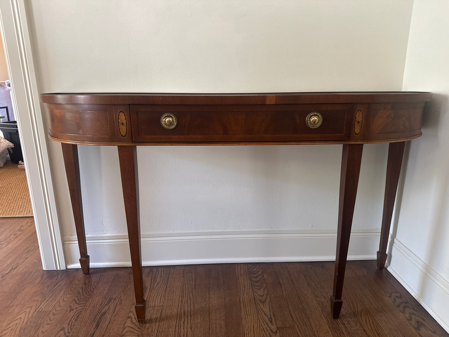 Wayne Wood Inlay Curved Console Table