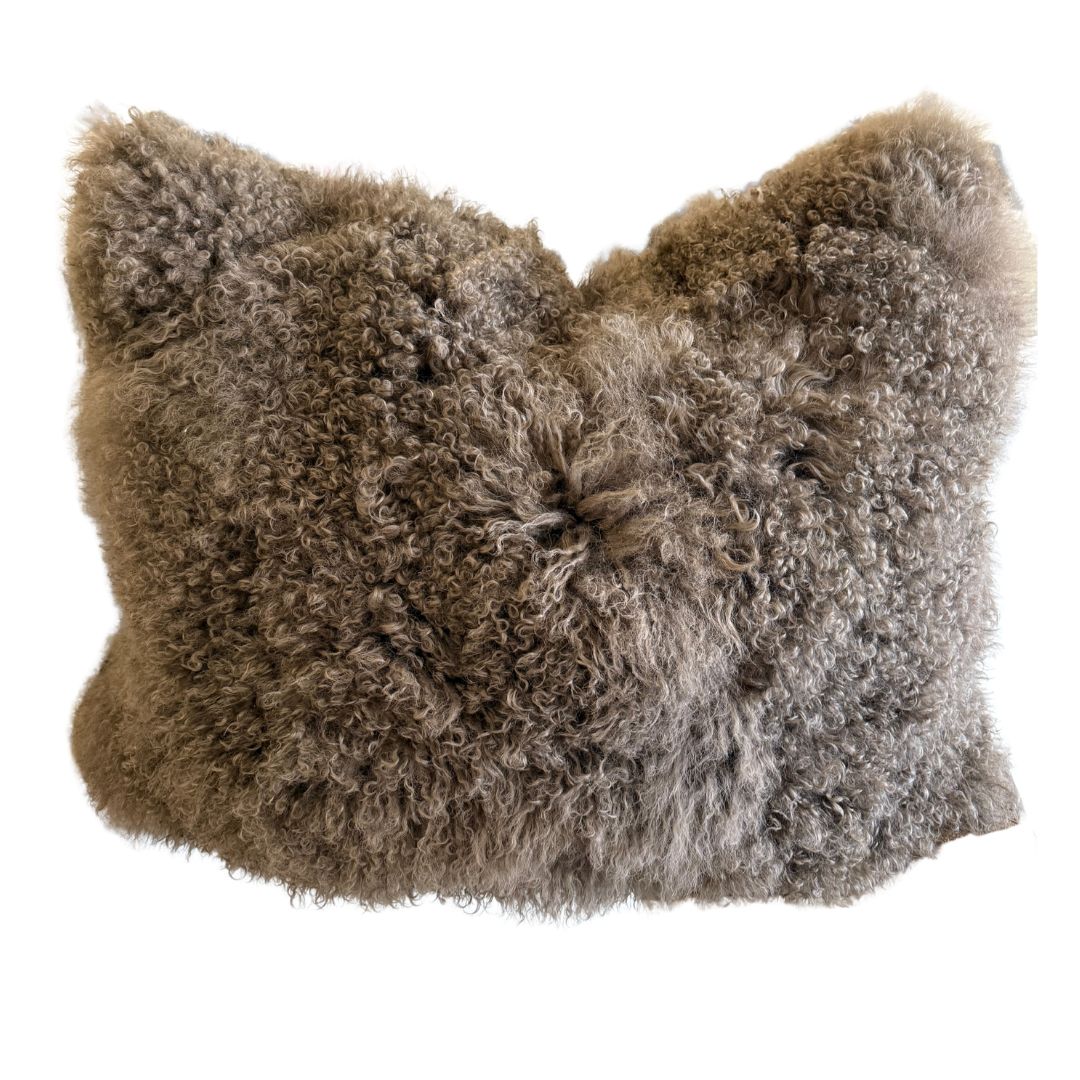 Tibetan Lamb Dutch Euro Pillow in Champagne 31x37