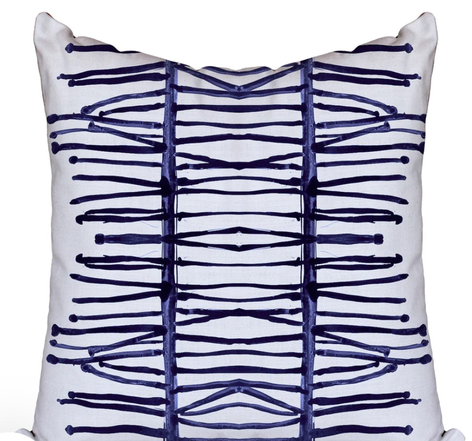 Artifact Navy Linen w/ Navy Velvet Backing Lumbar Pillow 14x22