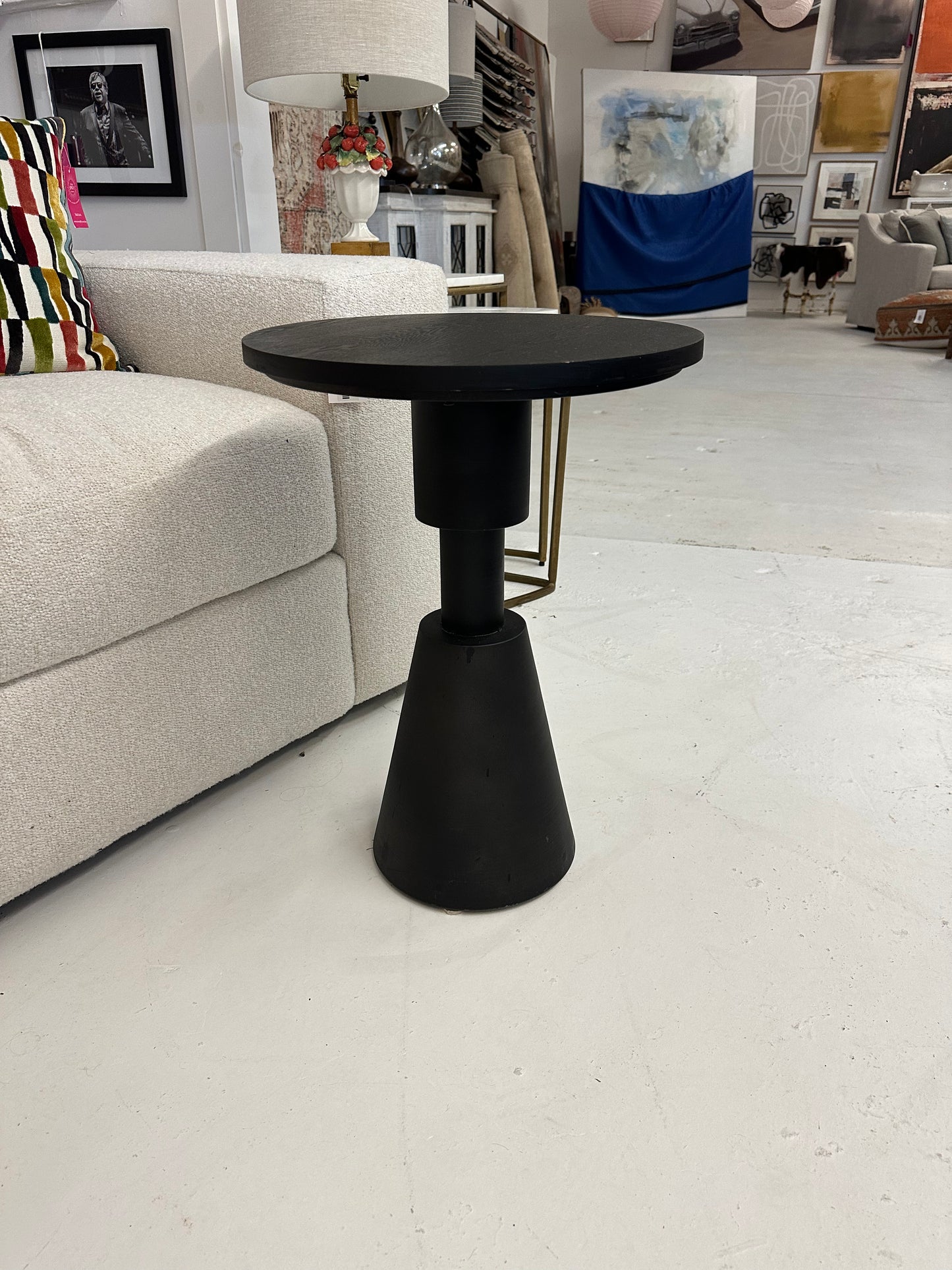 Black Wooden Geometric Side Table