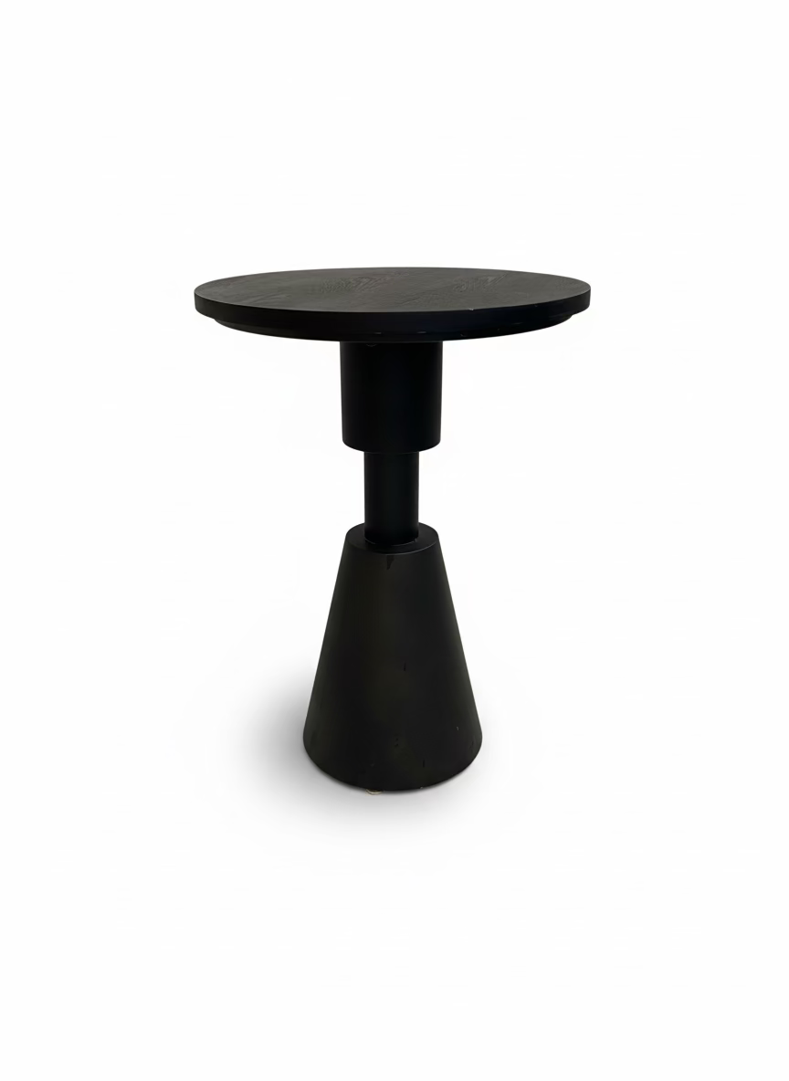 Black Wooden Geometric Side Table