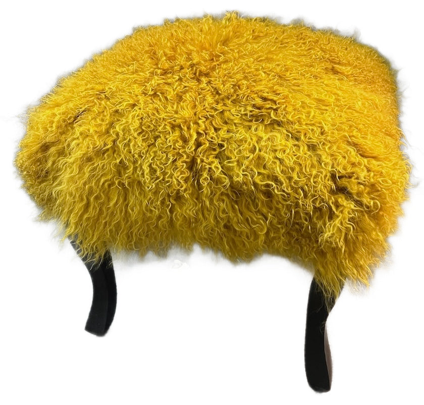 Serape Stool 18" with Tibetan Top Mustard