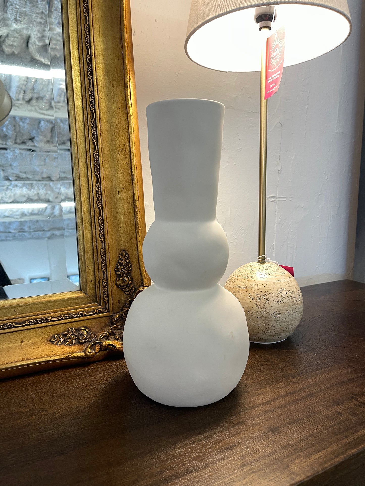 Geometric Tall Stone Vase