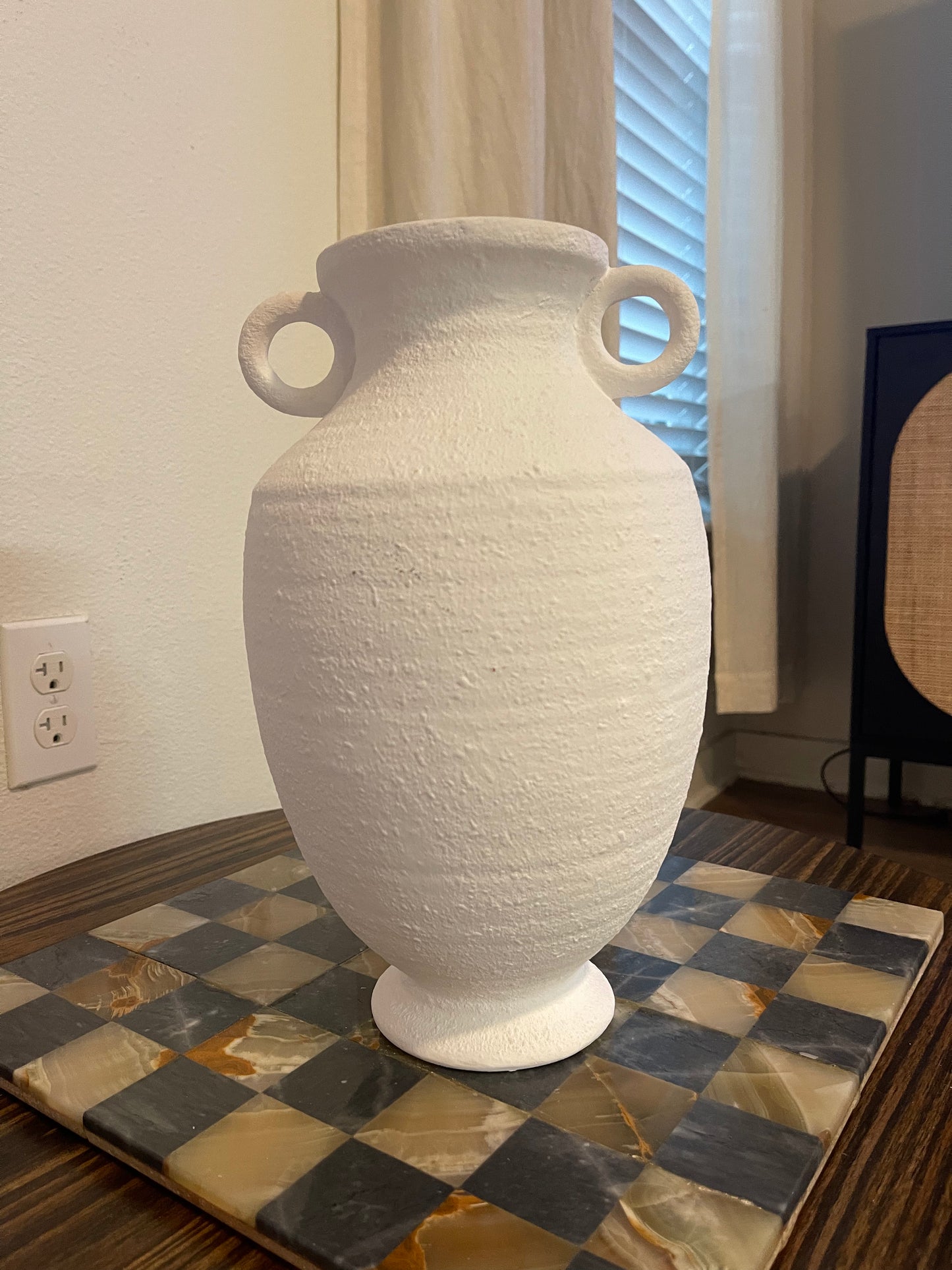 Textured Stone Vase with handles