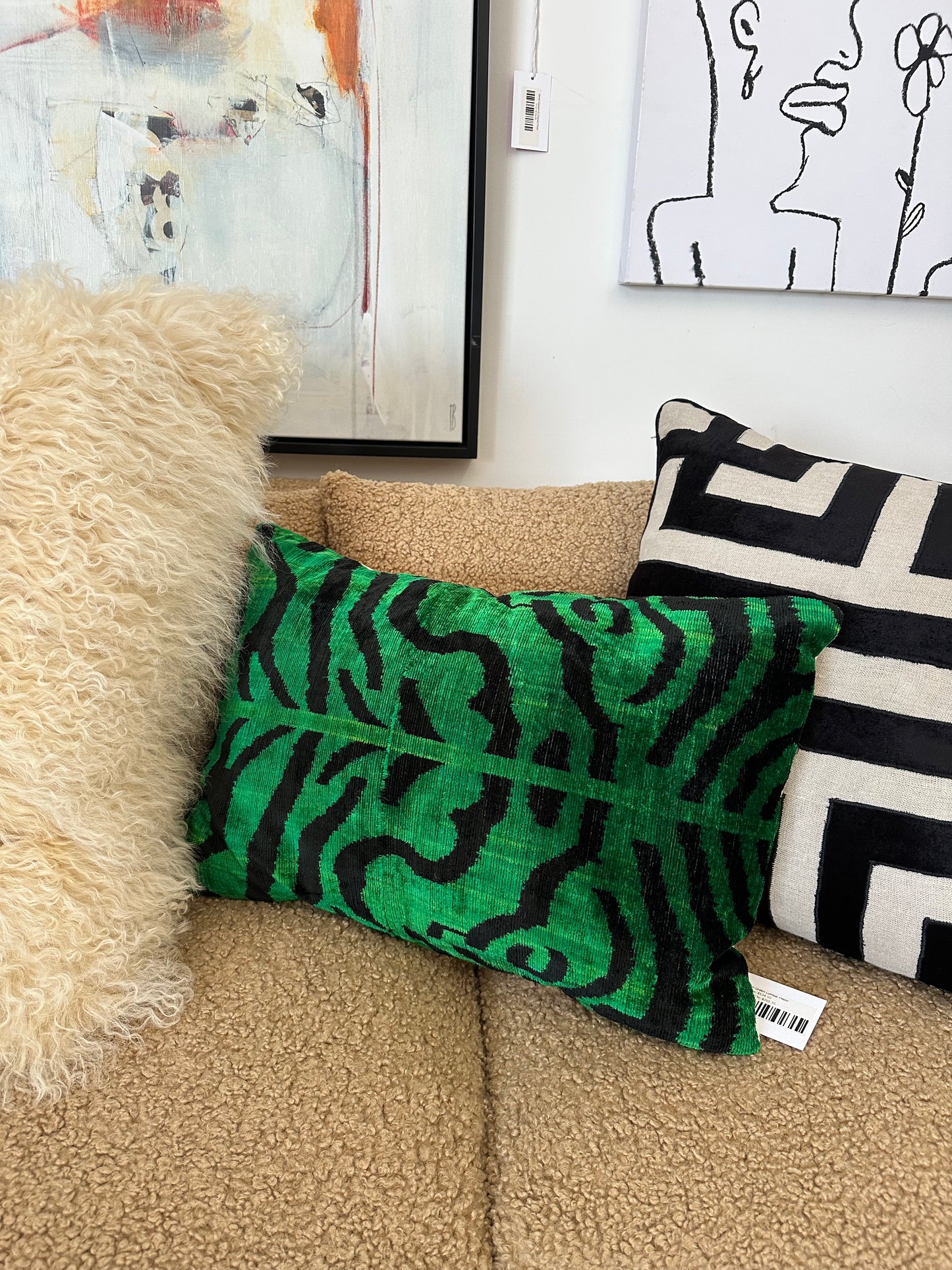 Tiger Print in Green Lumbar Pillow