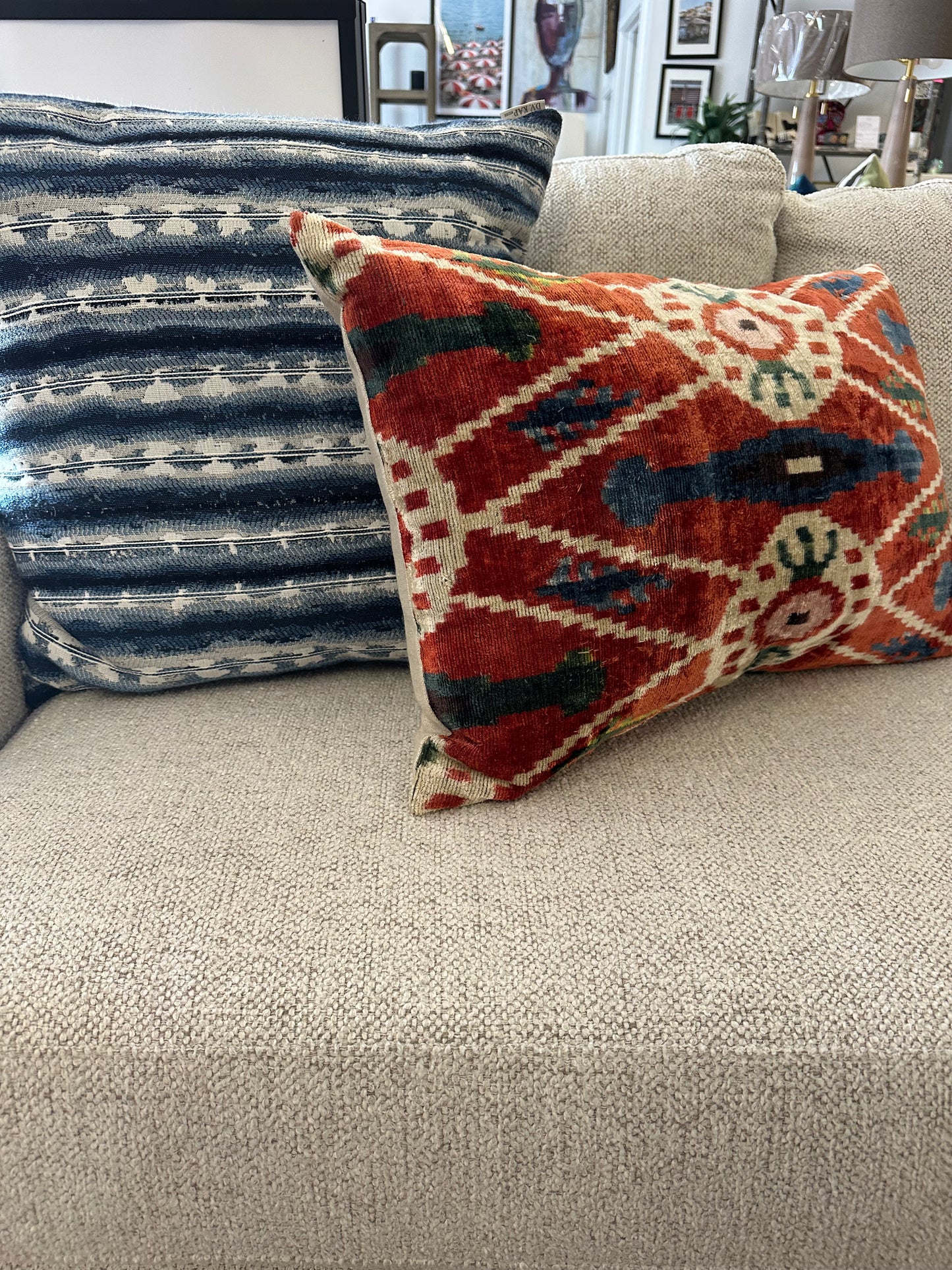 Hidden Owl in Rust Lumbar Pillow