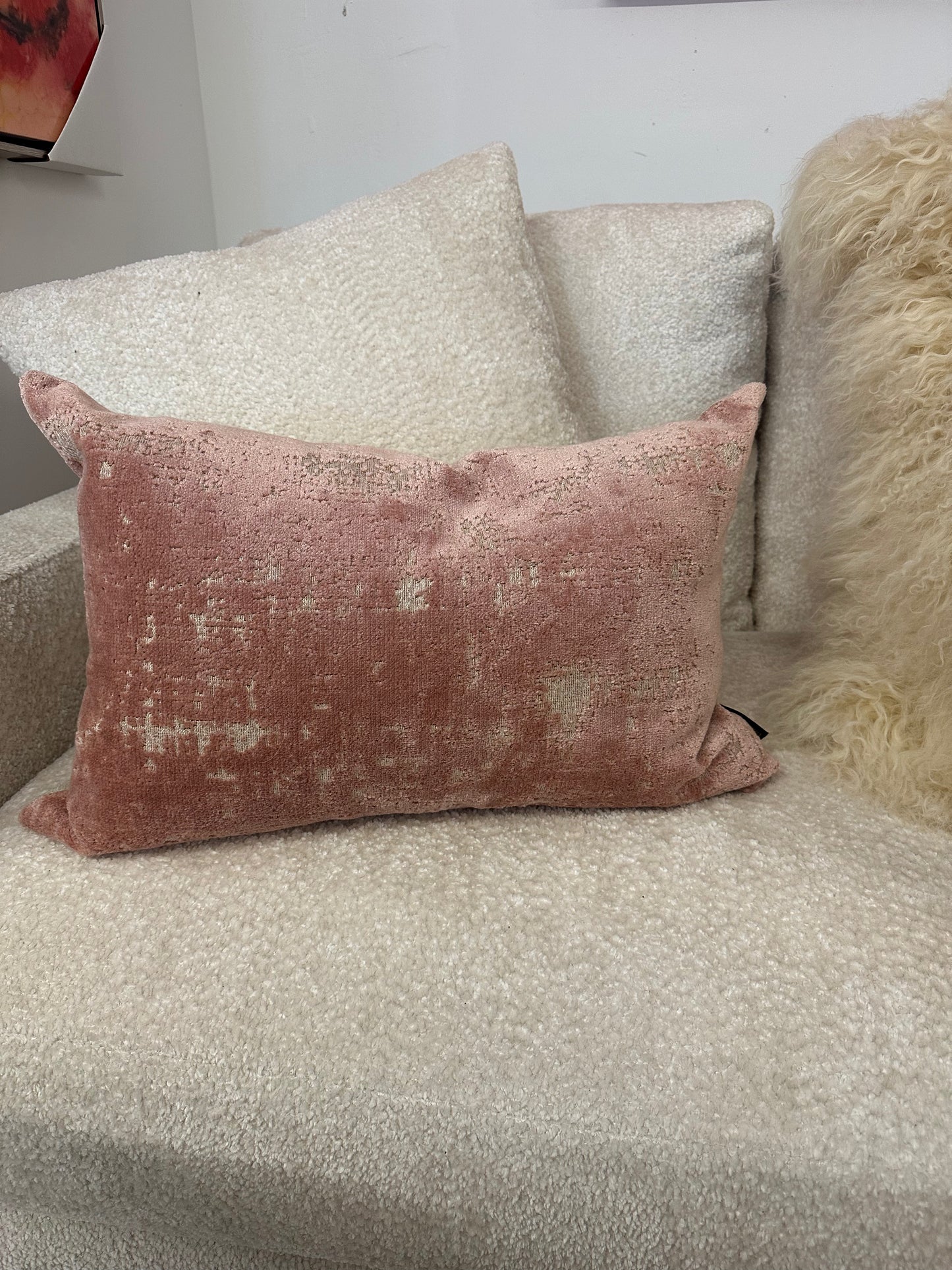 Rose Burnout Velvet Lumbar Pillow