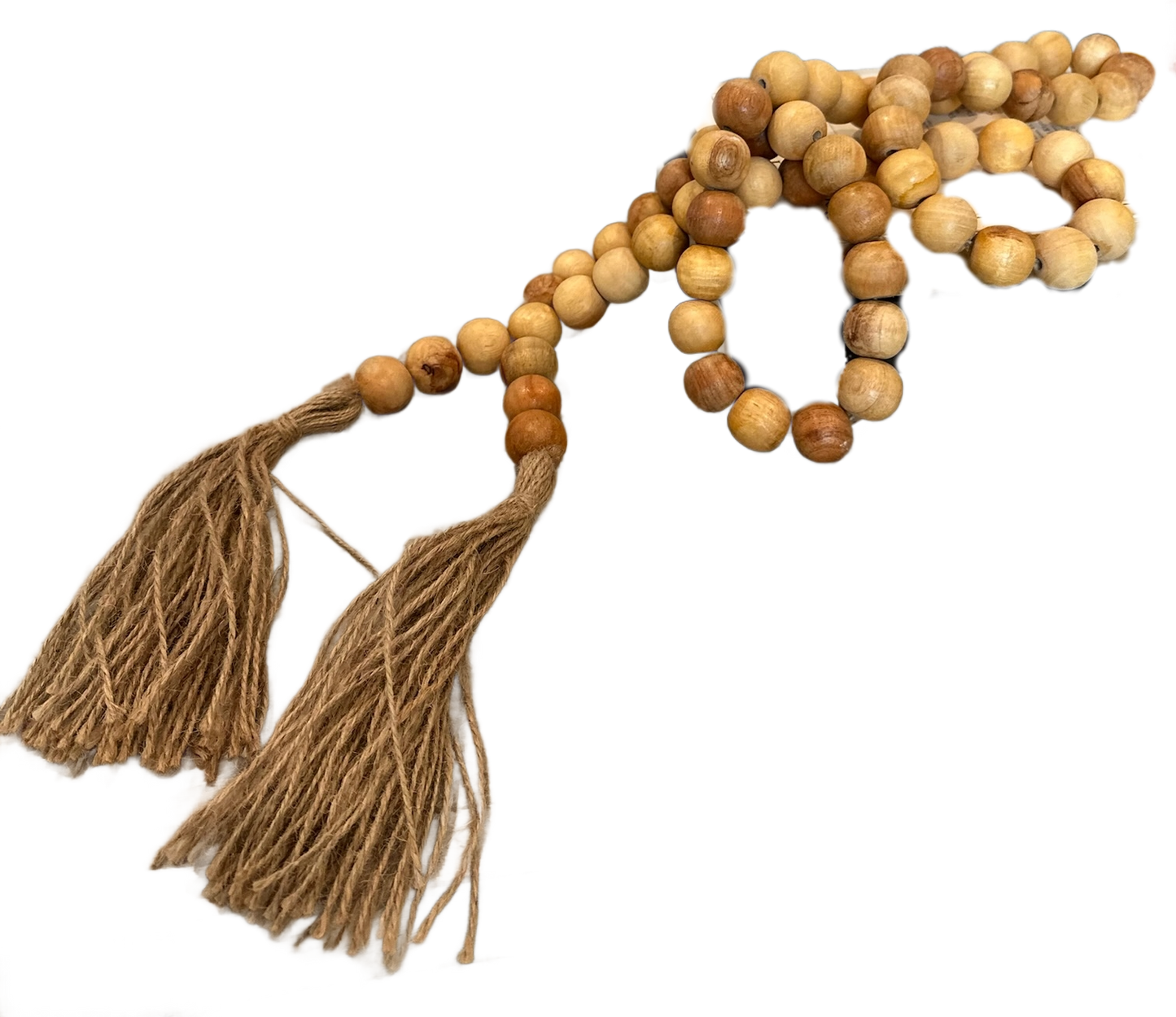 Long Wood Beads Garland with Tassels