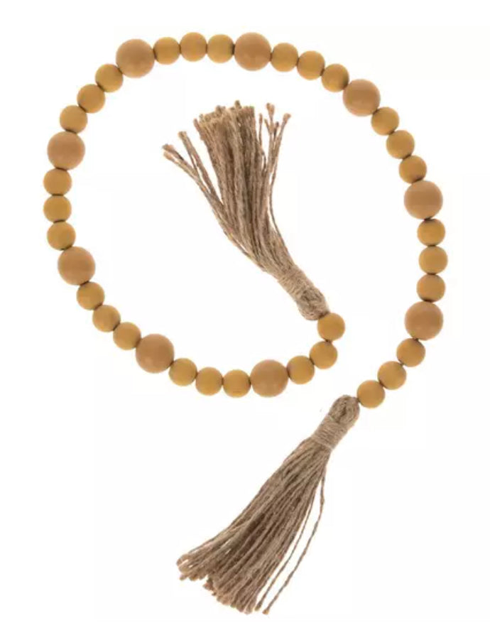 Natural Wood Beads with Tassels