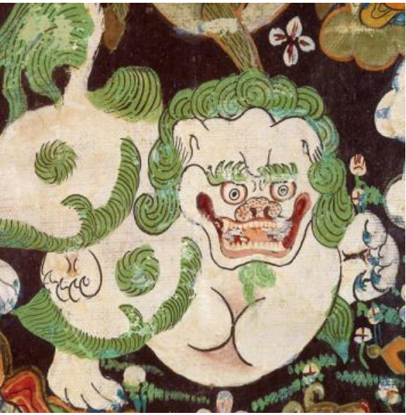 Foo Series Green Dog Art (3) 24"w x 24"h