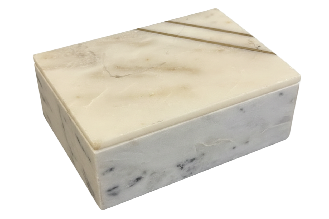 White marble box w/ golden design