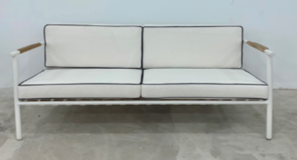 Outdoor Sofa White Fabric