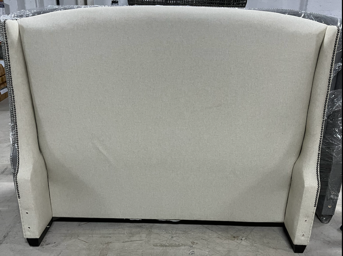 Upholstered Queen Headboard Slubbed Weave greystone