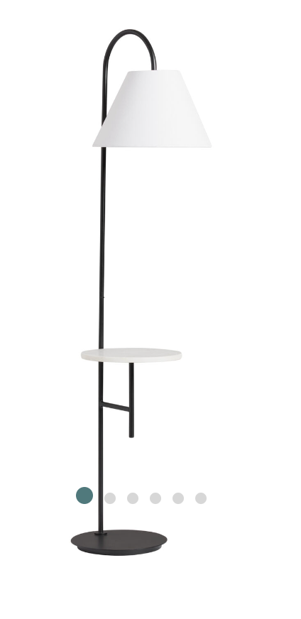 Idris Black Metal Floor Lamp with White Marble Shelf