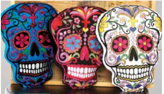 Embroidered Head shaped Skull Pillow