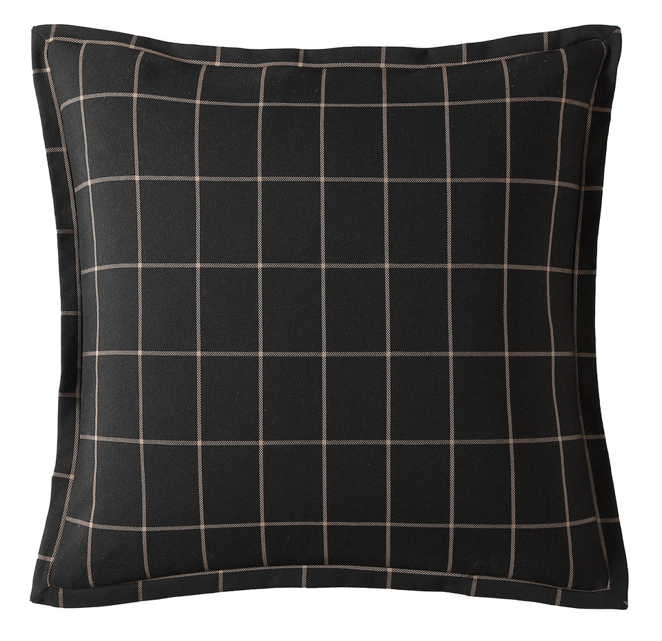 Windowpane Plaid Euro Sham - Black