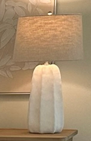 White Ribbed Table Lamp