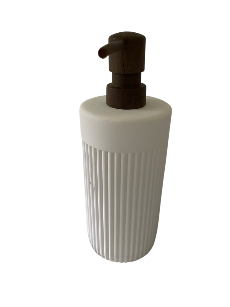 White Ribbed Soap Dispenser