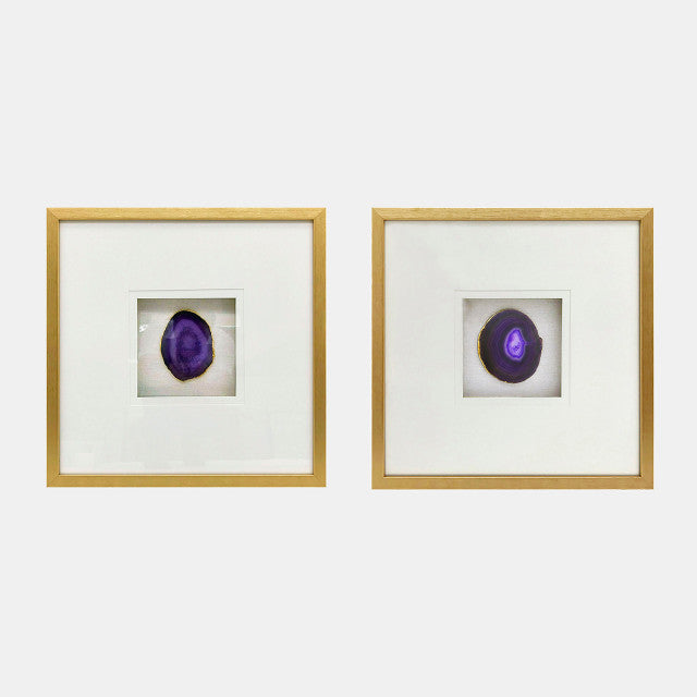 20x20 Set of 2 Framed Agate, Purple