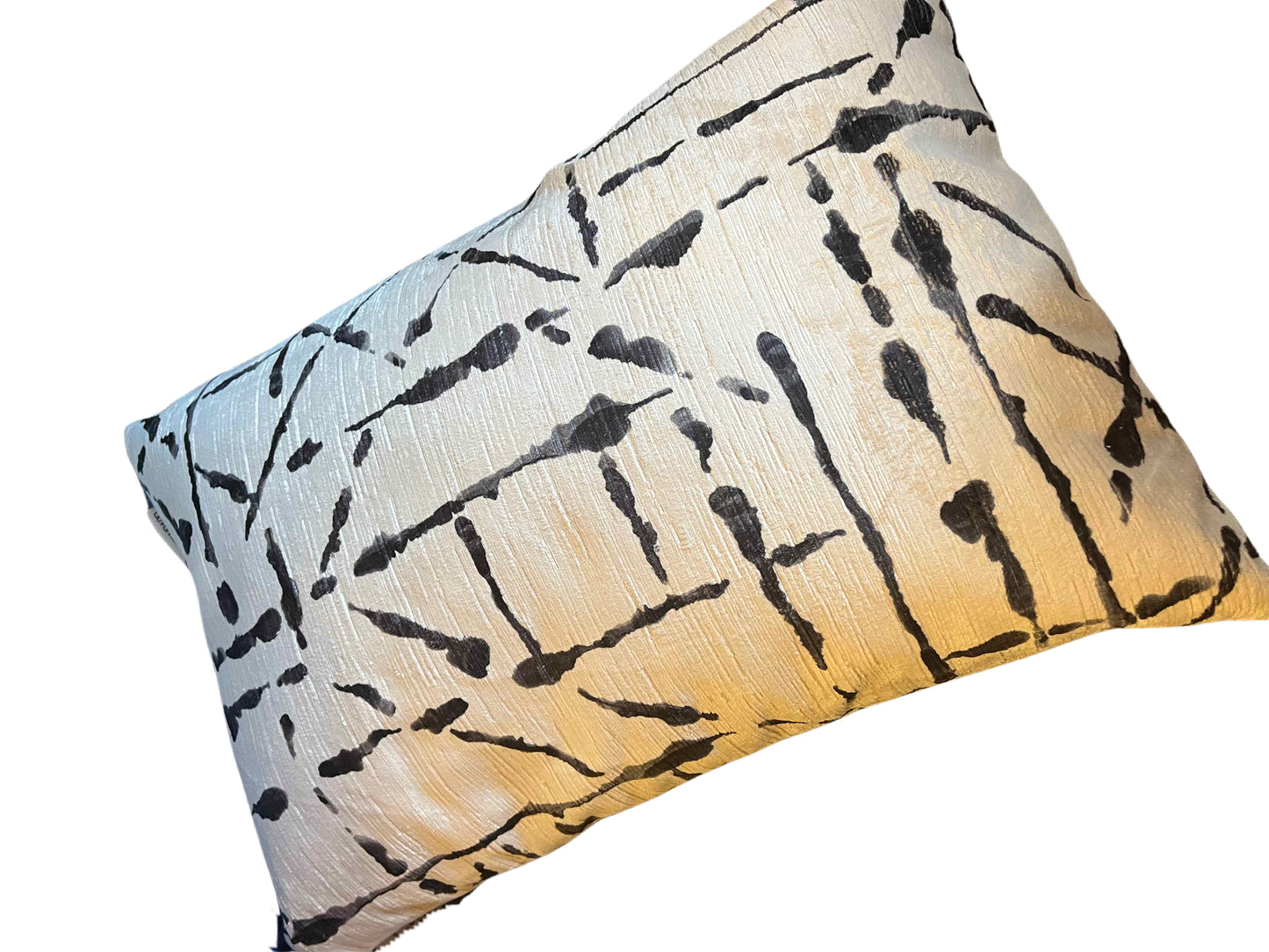 Black and White Watercolor Lumbar Pillow