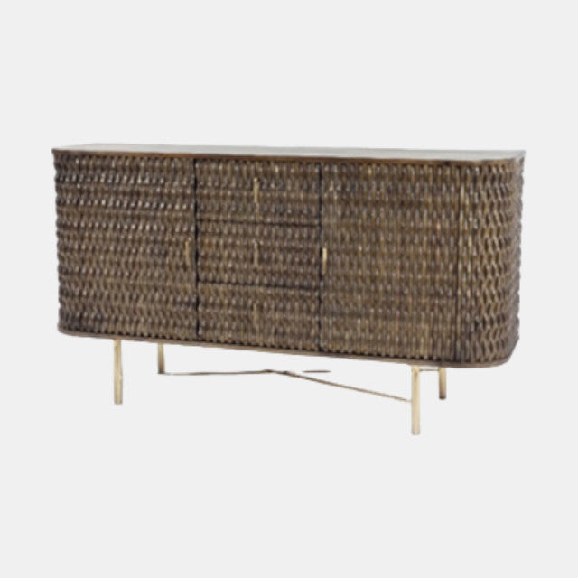 Carved Wood Console, Brown/gold 60"