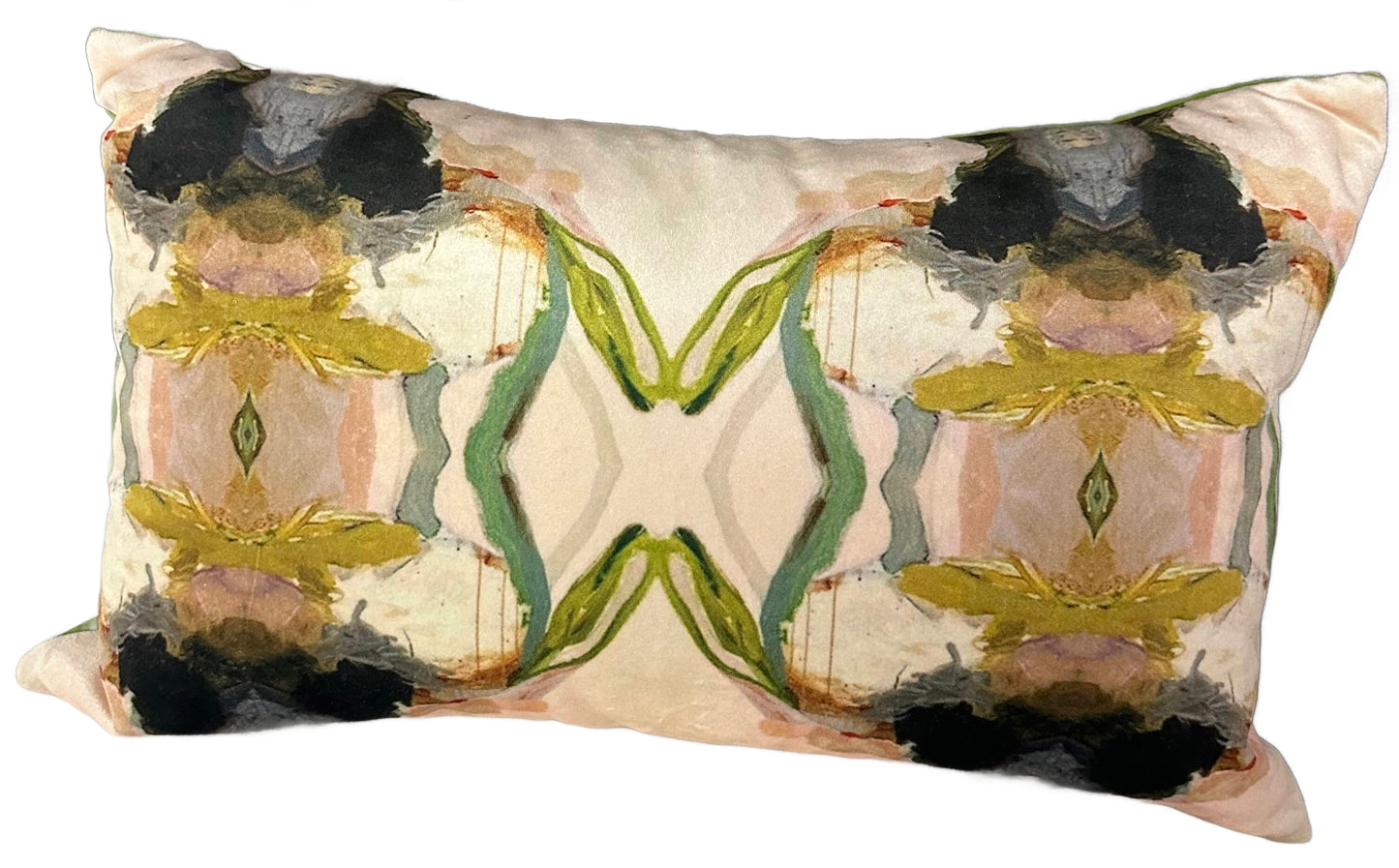 Crisscross Applesauce Velvet w/ Green Velvet Backing Pillow Lumbar 14x22