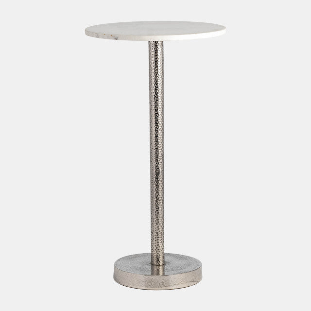 Metal, 24"h Round Drink Table - Flat Base, Silver