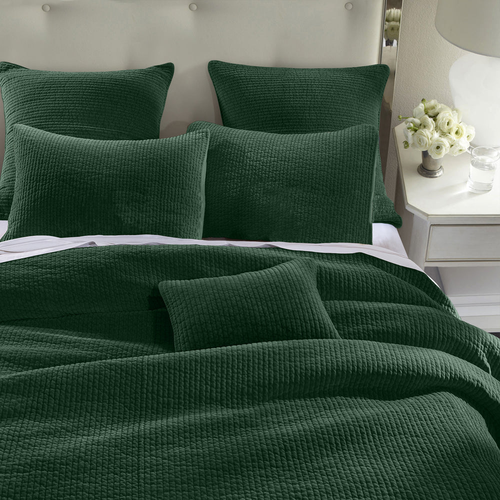 Stonewashed Velvet King Emerald Quilt Set