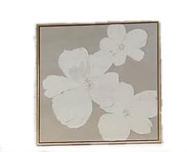 White Flowers Framed Canvas Art