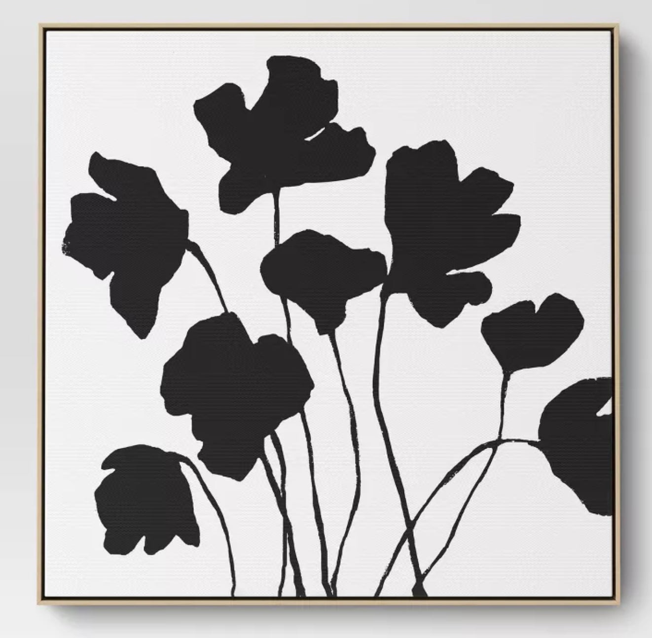 White and Black Floral Framed Canvas Art 24x24