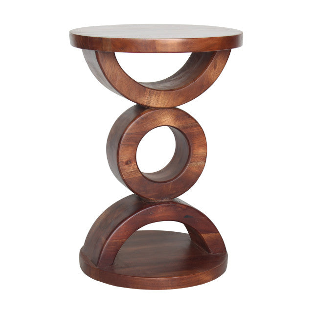 WOOD 18 RING ACCENT TABLE, WALNUT