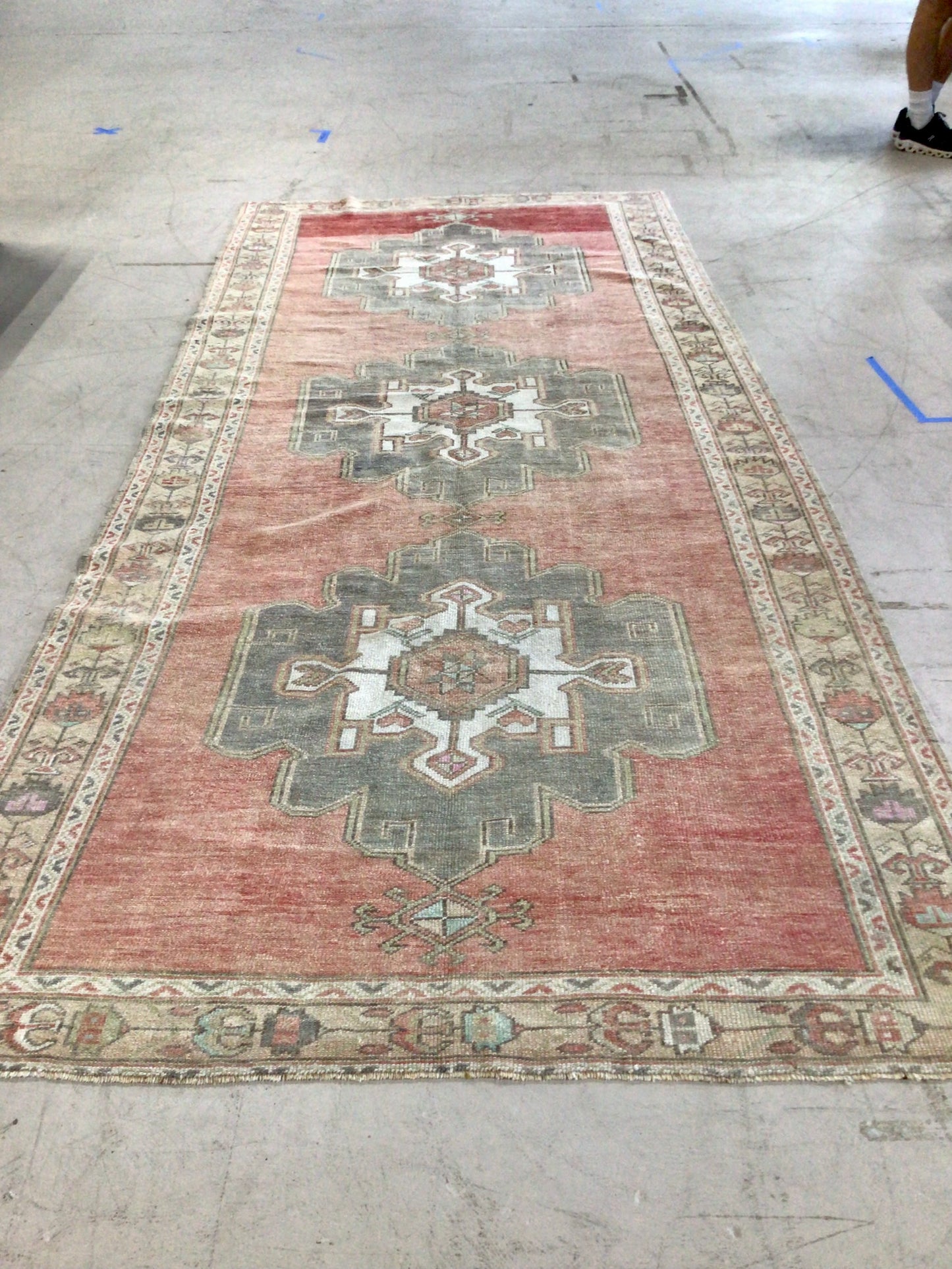 Vintage Turkish Oushak 5'x11'9" Rug