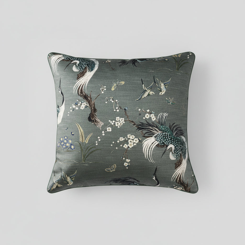 Blue Pillow with Birds