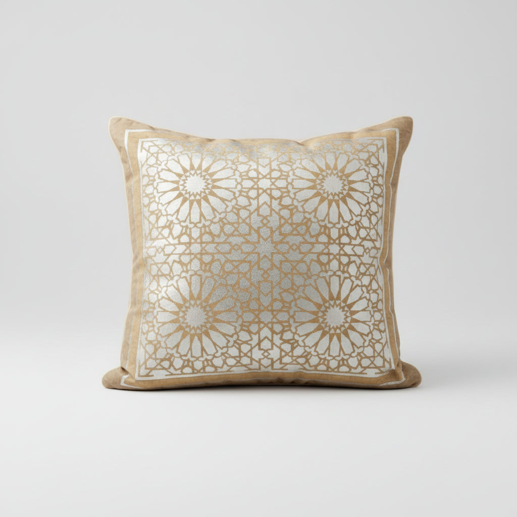 Silk lattice and stars pillow