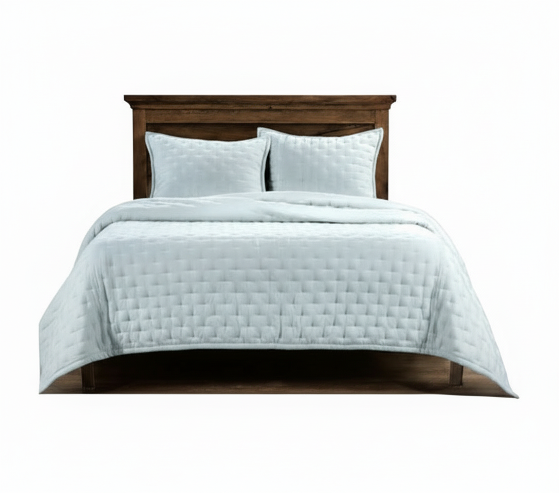 Stella Silk Velvet Quilt Set Queen Icy Blue