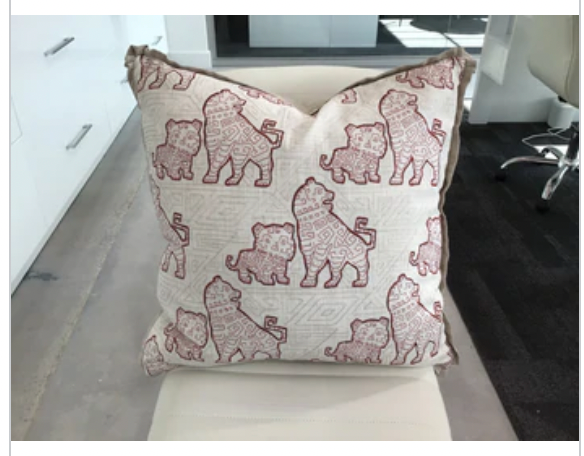 Foo Dog Red Embroidered Pillow