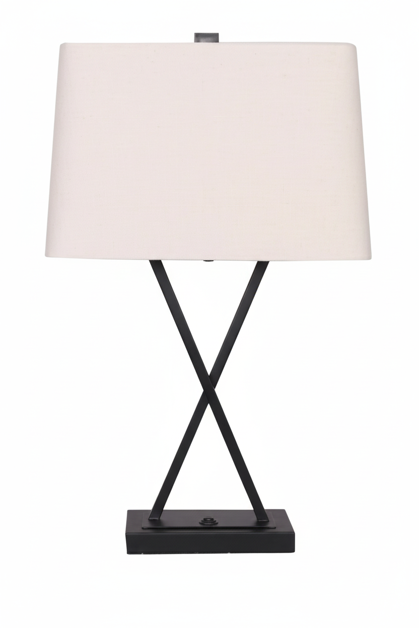 Metal 28" X Bar Accent Table Lamp Black