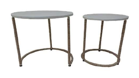 Set of 2 Cement Side Tables Stacked