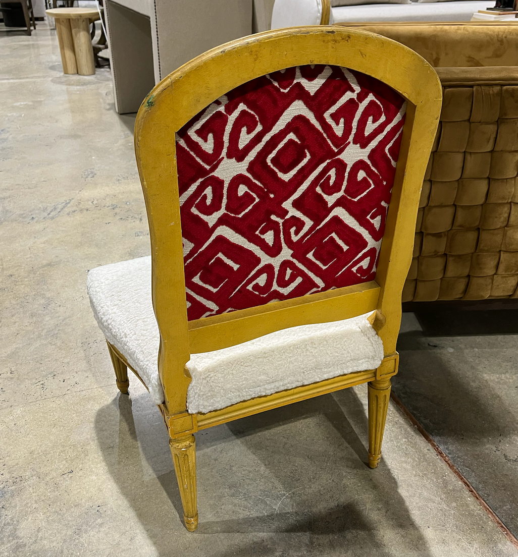 Upholstered Front and Red Back Chair