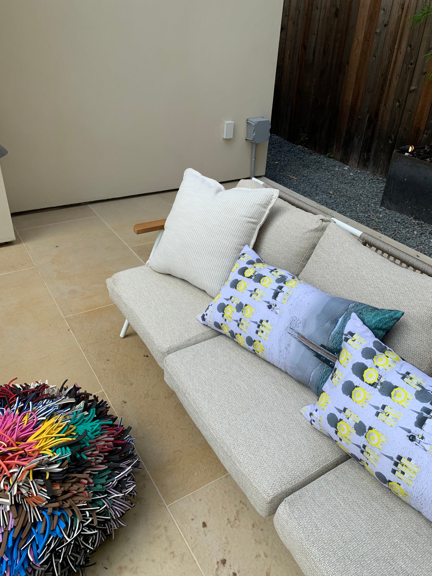 Yellow Umbrella Outdoor Pillow Lumbar