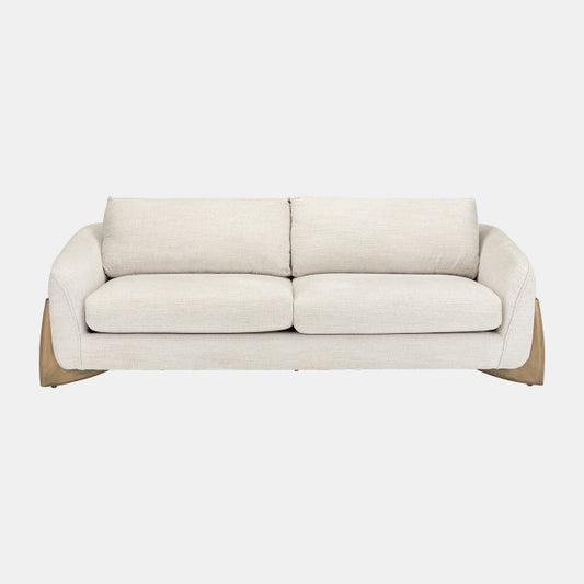 3-SEAT SOFA W/ WOOD ACCENT, BEIGE 93 x 41 x 34