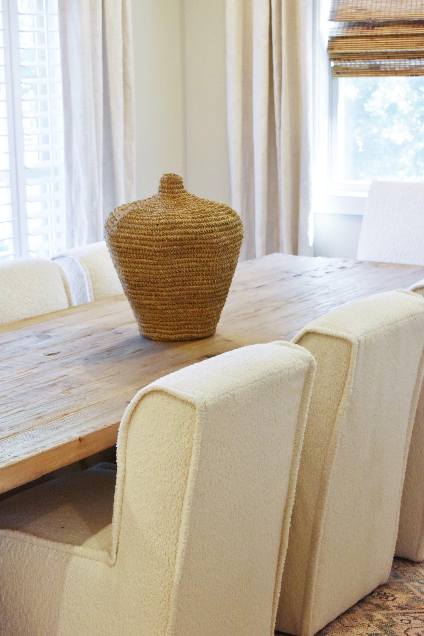 Castered Armless Side Chair Sheepskin Natural