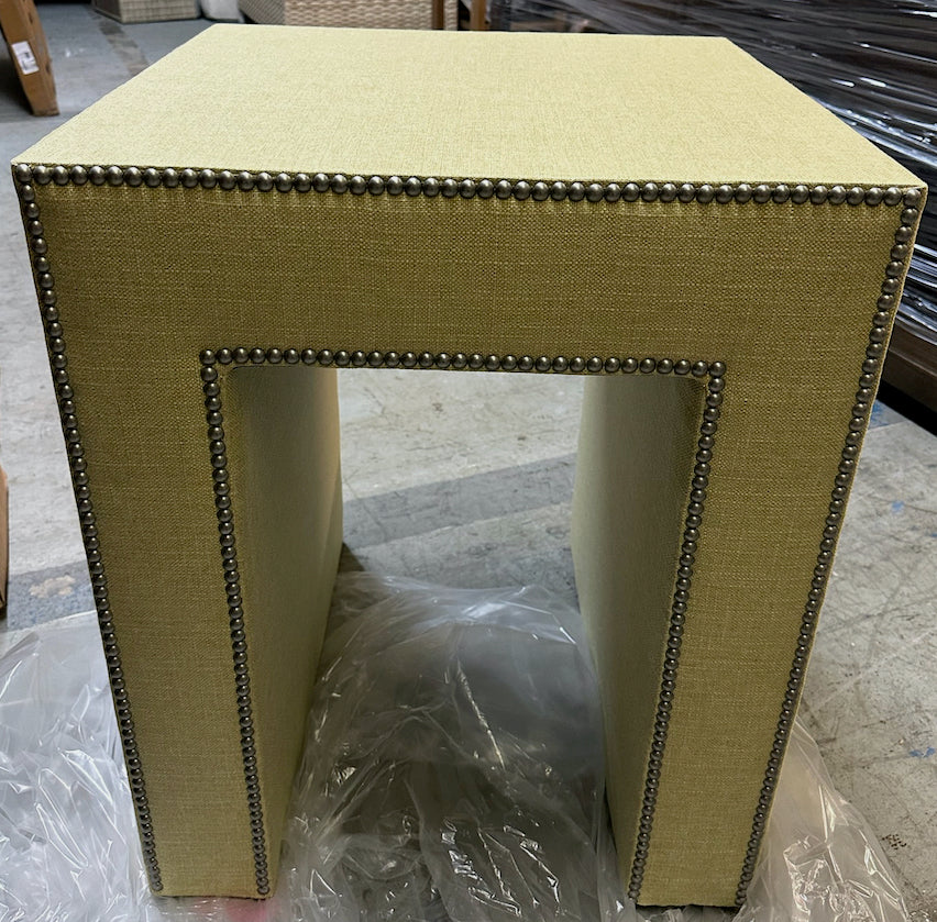 Upholstered Accent Table with Glass Top Turbcitron