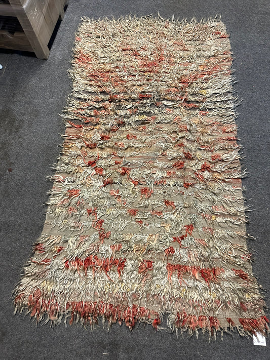 Konya Tulu Angora Rug Tan and Red 38" x 70"