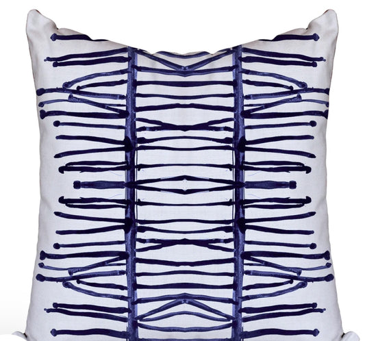 Artifact Navy Linen w/ Navy Velvet Backing Lumbar Pillow 14x22