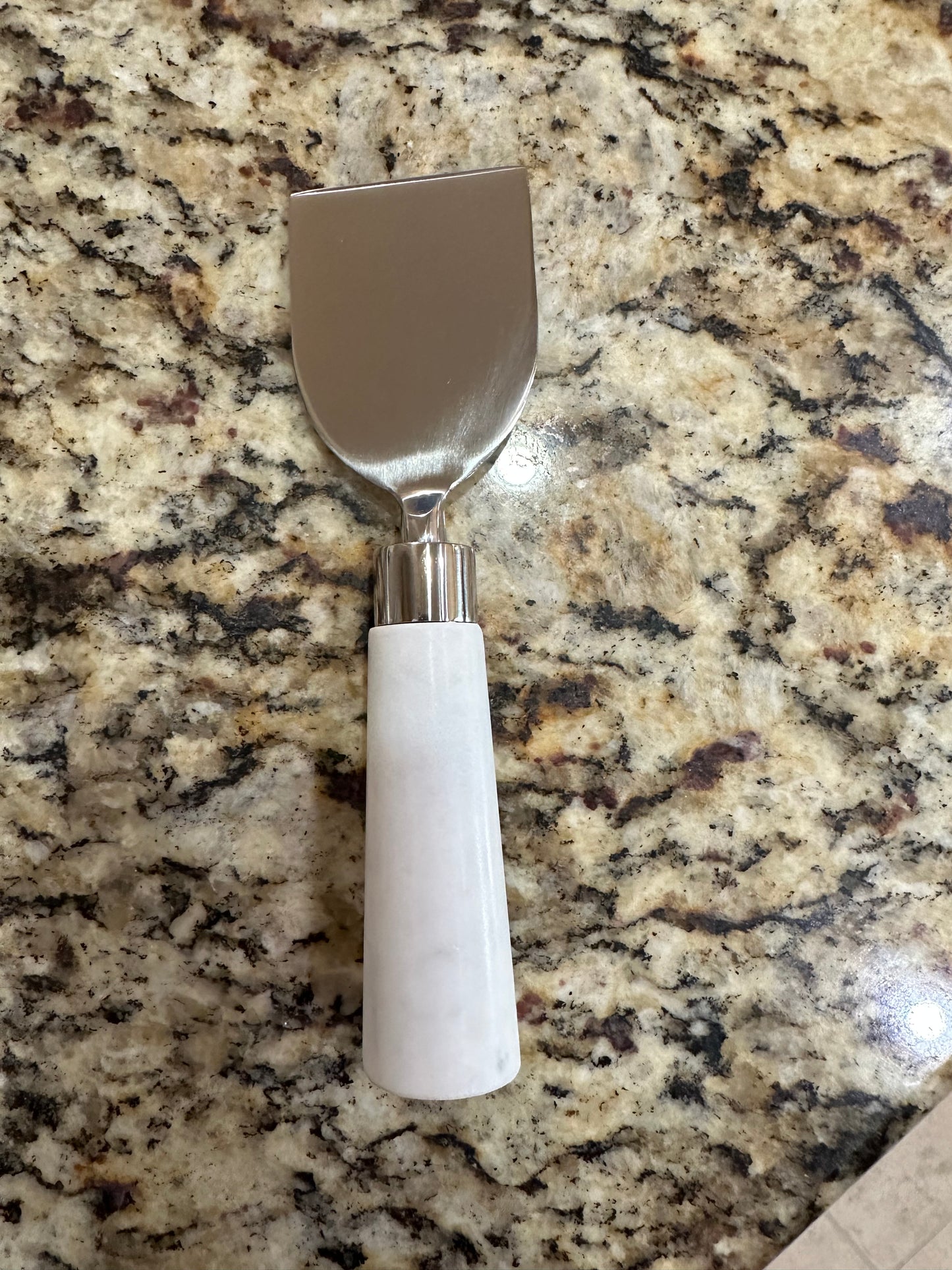 White Marble Handle Flat Cheese Knife