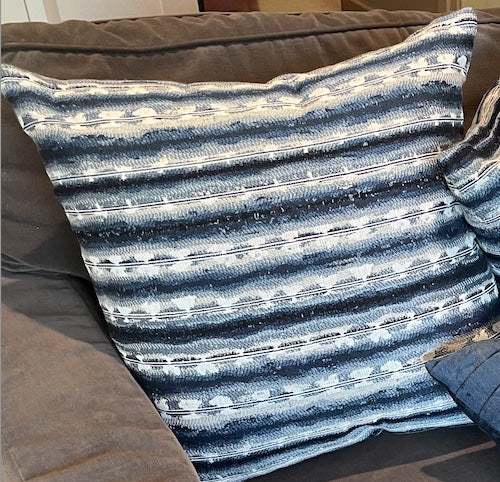 Blue and White Square Pillow