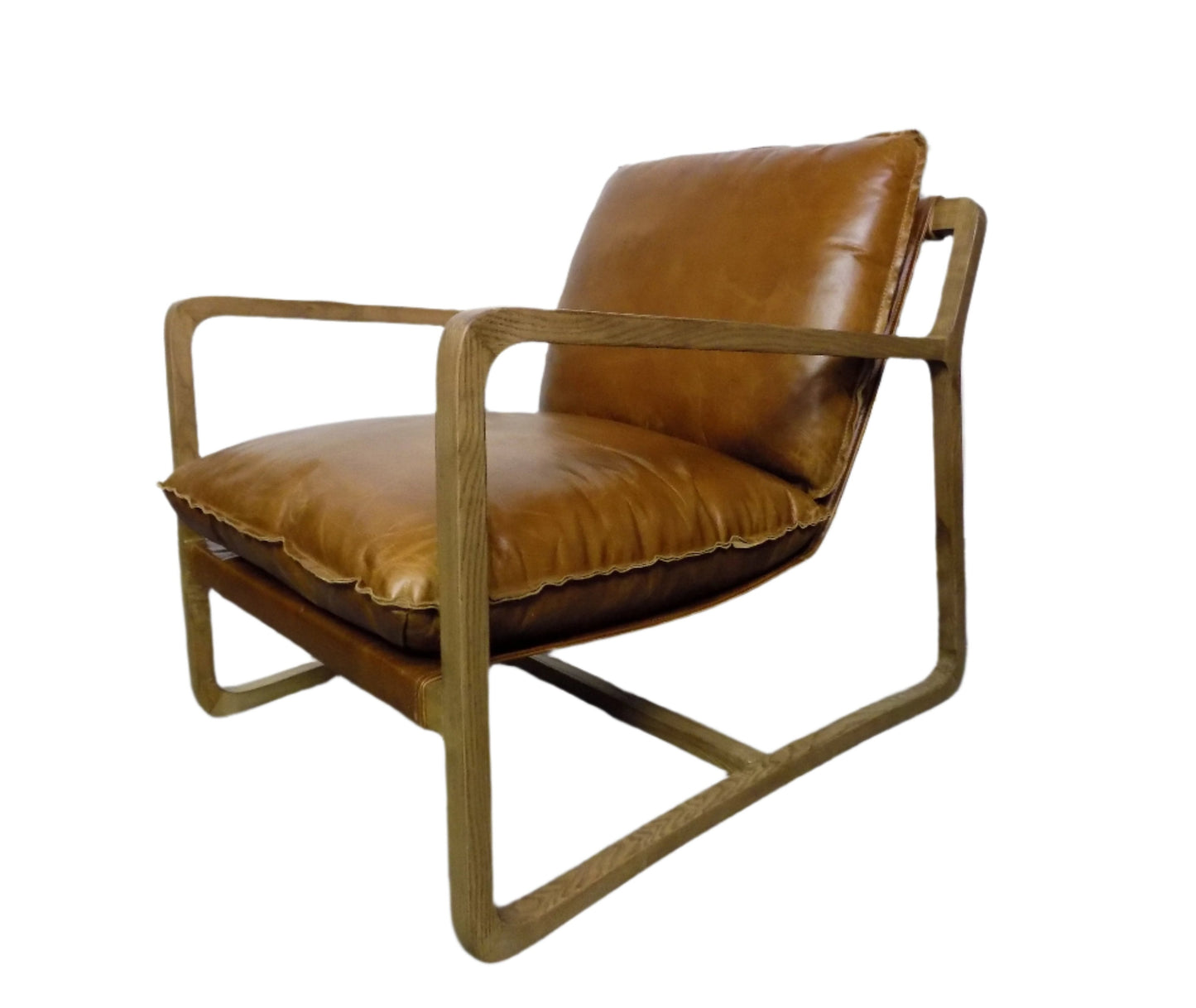 Leather Accent Chair in Brown Cognac