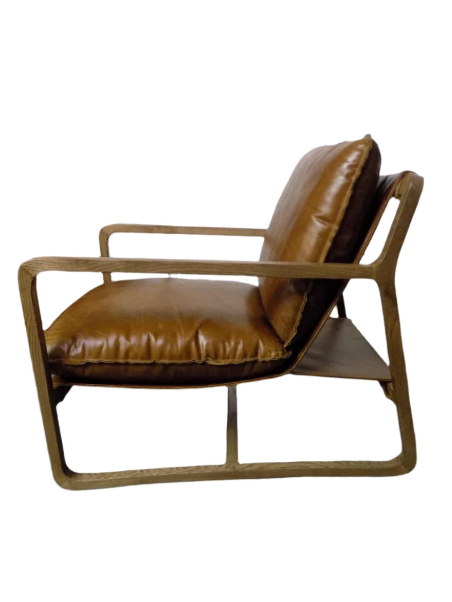 Leather Accent Chair in Brown Cognac